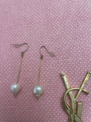 Pendientes Perla dorado  #largos fiesta ceremonia