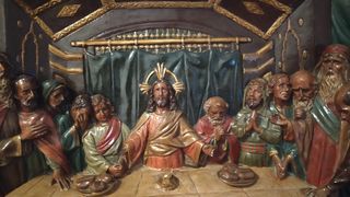 REBAJADO. Arte religioso. Cuadro Santa Cena