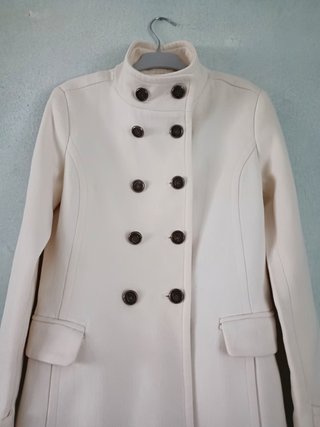 Mango abrigo fino blanco roto
