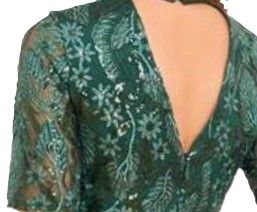 Vestido fiesta largo verde oscuro brillante