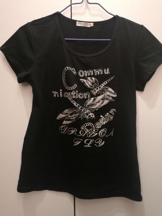 Maglietta con strass argentati, L