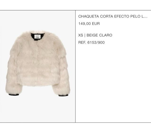 Chaqueta pelo Zara. Edicion Limitada