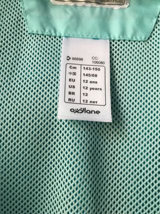 Impermeable azul Quechua Talla 12