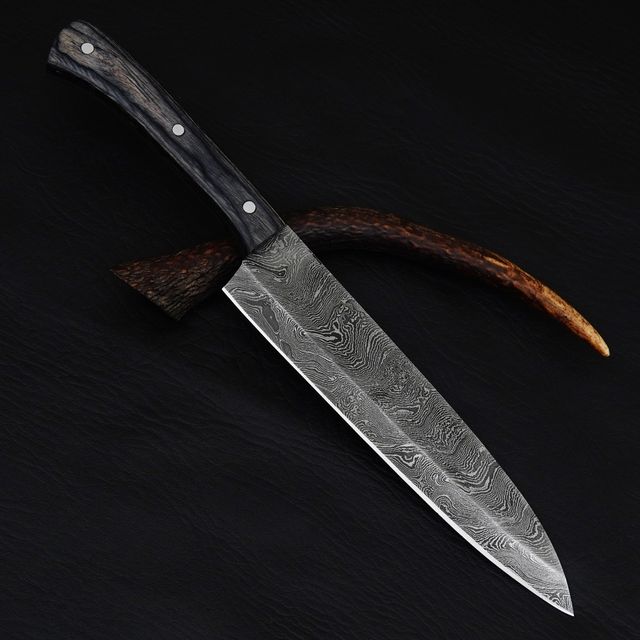 Coltello cuoco fatto a mano in acciaio damasco