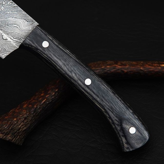 Coltello cuoco fatto a mano in acciaio damasco