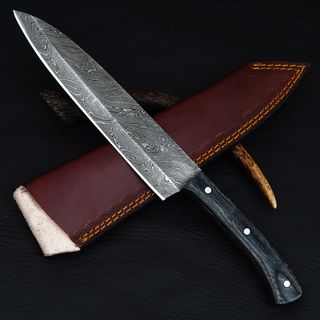 Coltello cuoco fatto a mano in acciaio damasco 