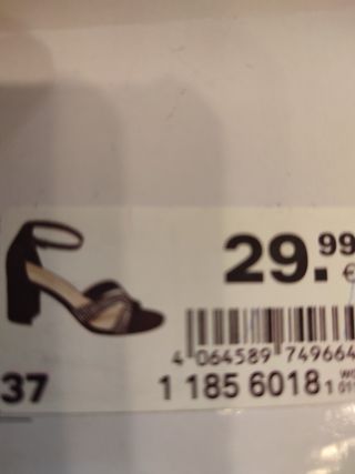 Sandalias tacón 37 negro/ brillos