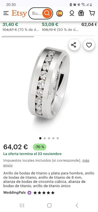 Anillo titanio hombre