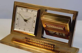 VINTAGE RELOJ 8 DIAS EUROPA /CALENDARIO ESCRITORIO