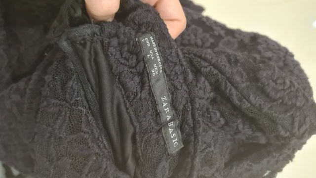 Vestido encaje elástico espalda abierta zara negro