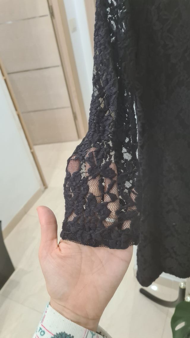Vestido encaje elástico espalda abierta zara negro