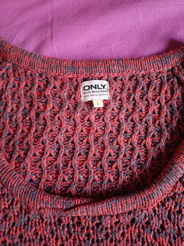 Maglione Only borgogna/grigio tg L