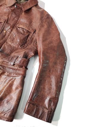 Vintage/ Italy Chaquetón cuero genuino T:50