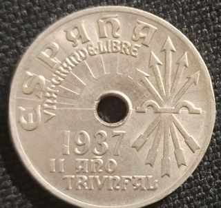 25 céntimos 1937 II año triunfal SC