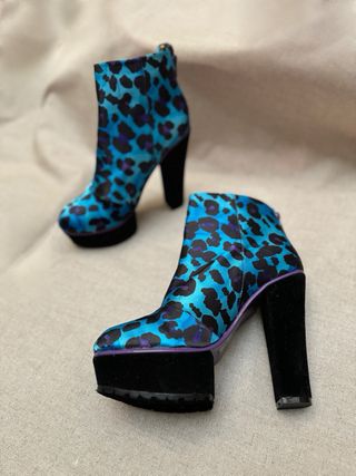 Botines, tacones, Blue, leopardo, ladyboy, unisex