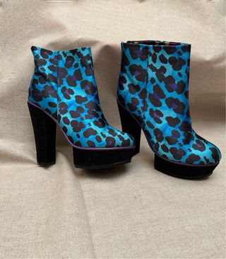 Botines, tacones, Blue, leopardo, ladyboy, unisex