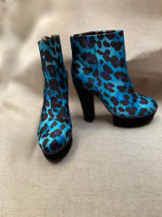 Botines, tacones, Blue, leopardo, ladyboy, unisex