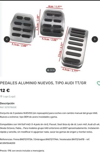 Pedales aluminio audi seat volskwagen