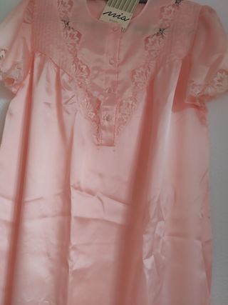 Camisón seda m/corta.Encaje. Nuevo.