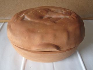 Pentola cuocipollo in terracotta vintage tegame