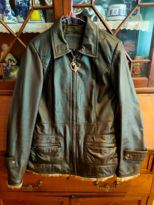 Chaqueta piel  marrón. T