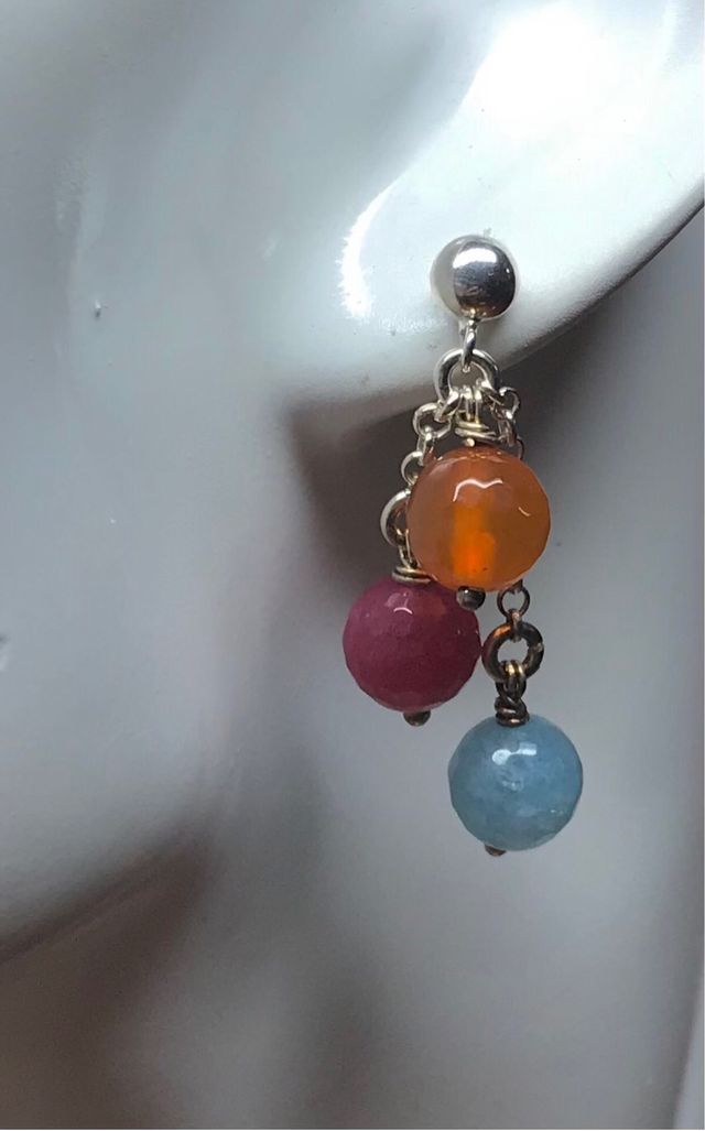 Pendientes vintage de plata y agatas