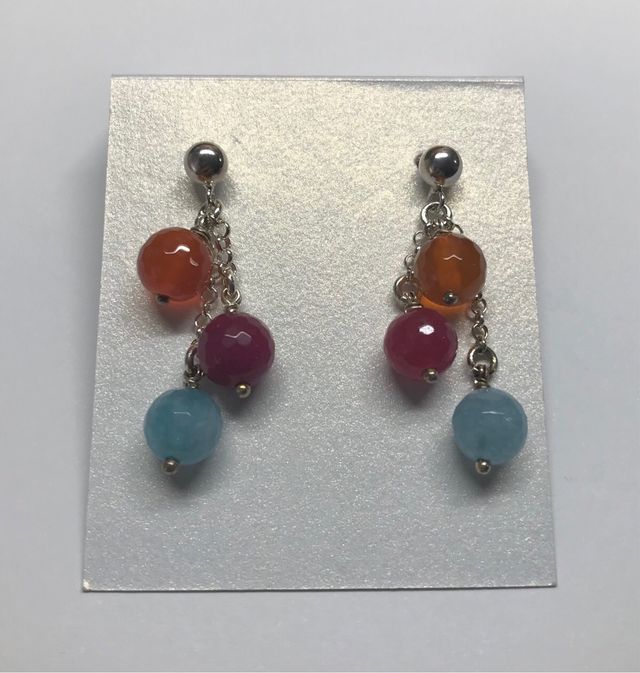 Pendientes vintage de plata y agatas