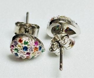 Pendientes gotas de colores en plata de ley 925