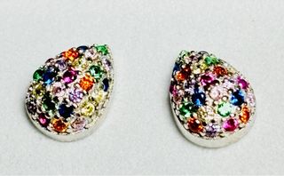 Pendientes gotas de colores en plata de ley 925