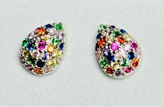Pendientes gotas de colores en plata de ley 925