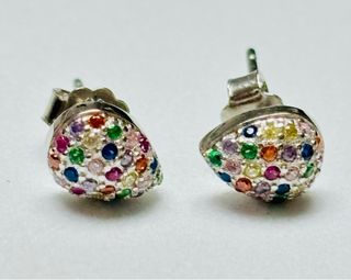 Pendientes gotas de colores en plata de ley 925