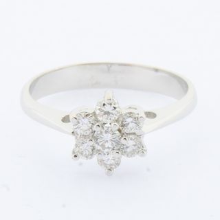 Anillo roseta oro blanco con diamantes