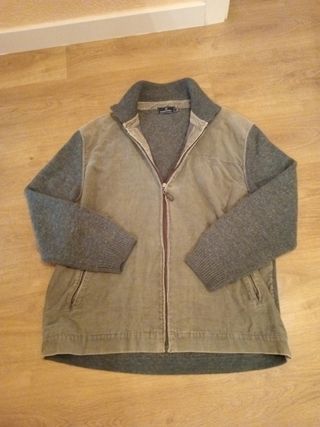 Chaqueta de lana y pana en gris