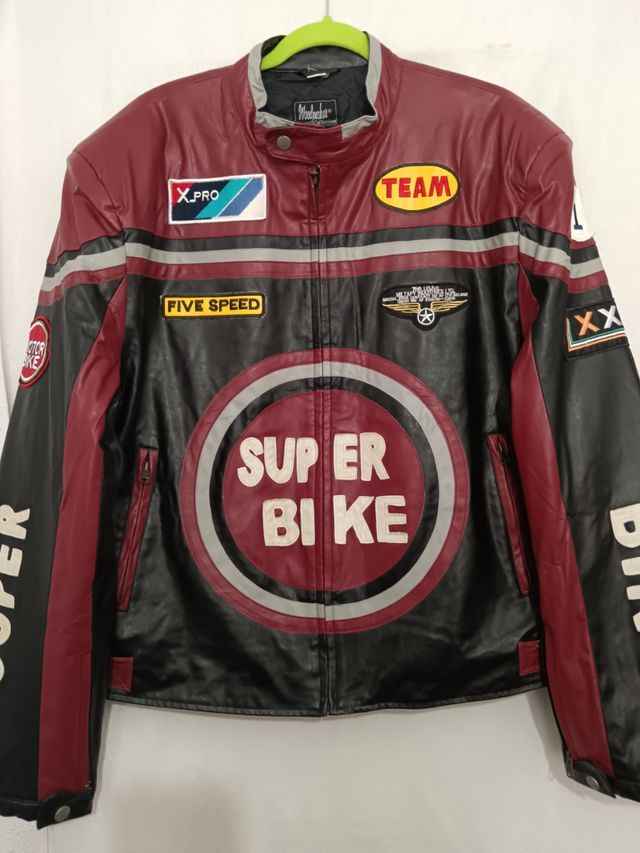 Chaqueta cuero biker vintage talla L