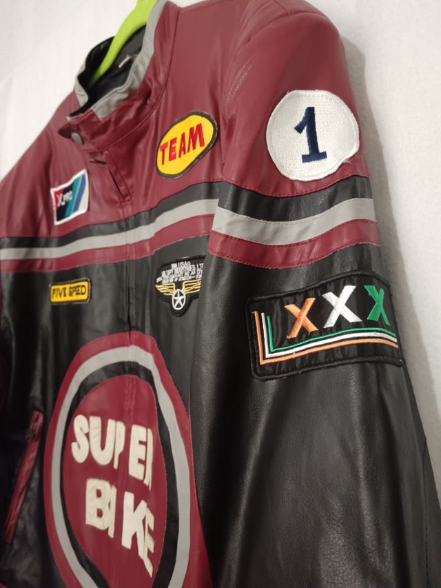 Chaqueta cuero biker vintage talla L