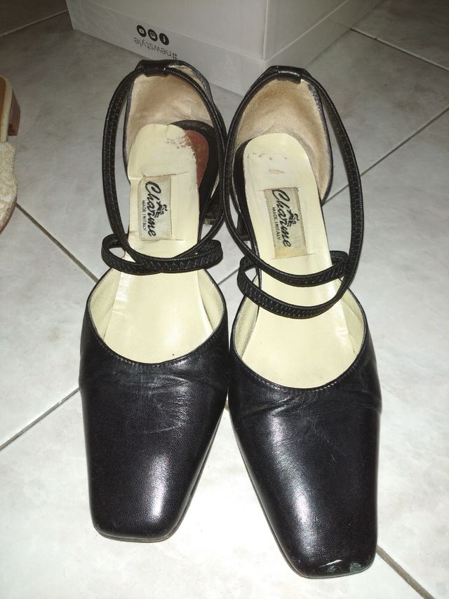 Scarpe col tacco nere vero cuoio