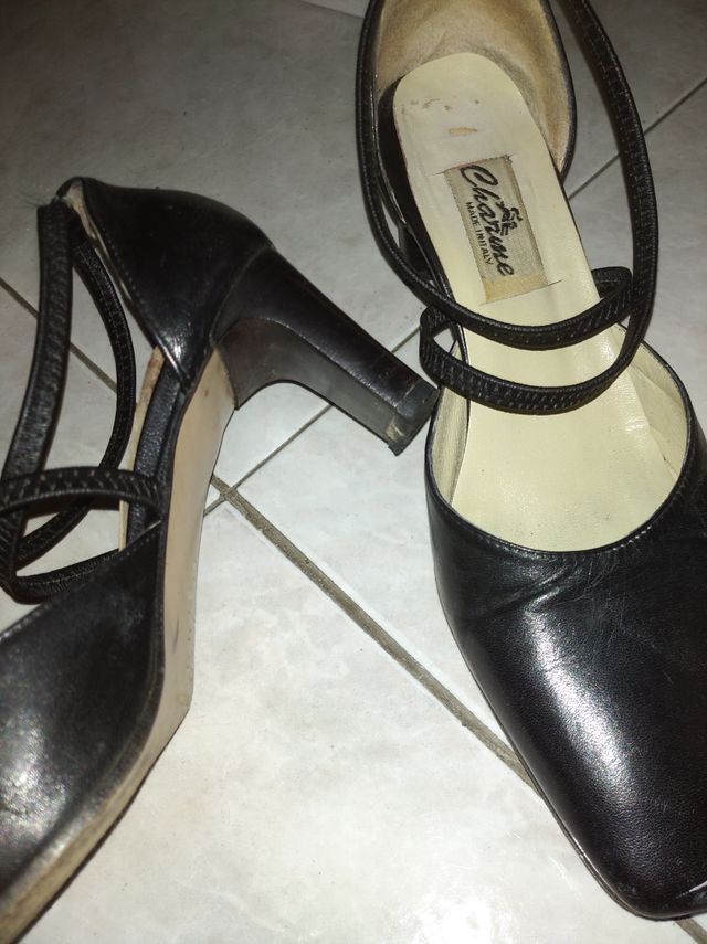 Scarpe col tacco nere vero cuoio