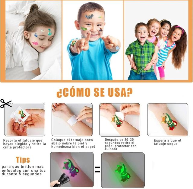 Tattoos brillantes en la oscuridad para niños