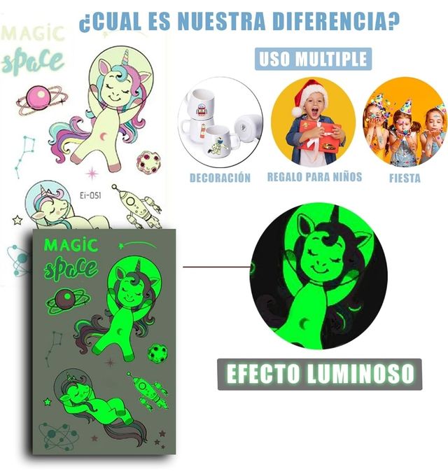 Tattoos brillantes en la oscuridad para niños