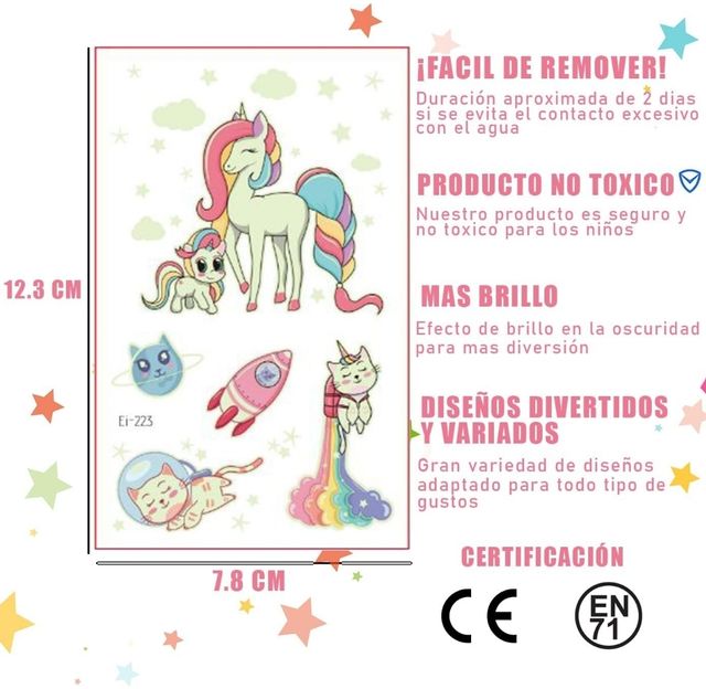 Tattoos brillantes en la oscuridad para niños