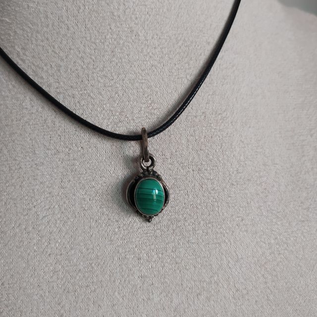 Ciondolo pendente in Malachite e Argento