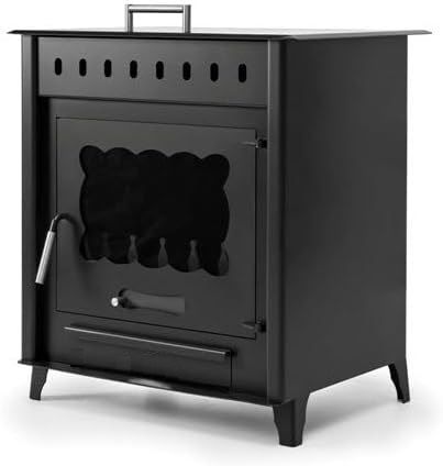 Estufa de leña con salida atras y horno 66x60x48