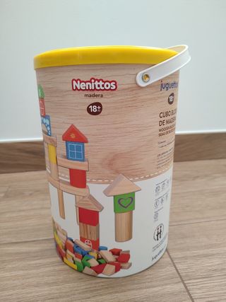 Cubo bloques de madera 100 piezas 