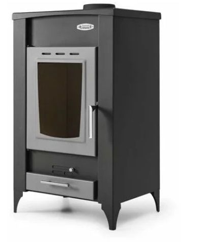 Estufa de leña salida arriba gris