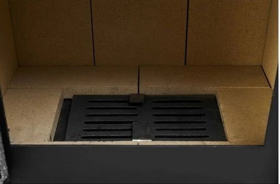 Estufa de leña salida arriba gris