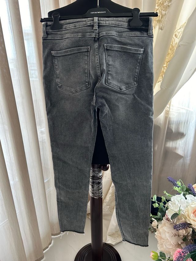 Jeans donna a vita alta grigio M