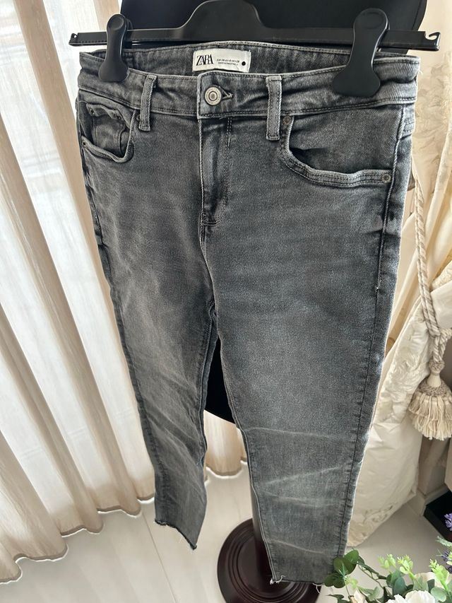 Jeans donna a vita alta grigio M