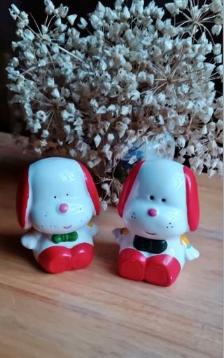 Coppia salvadanaio vintage anni 80 in ceramica