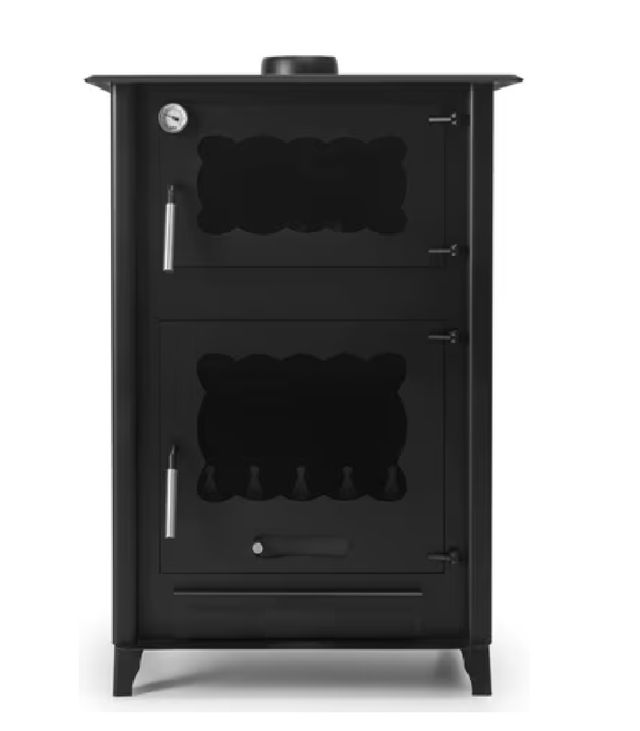 Estufa de leña plana con horno y ladrillos