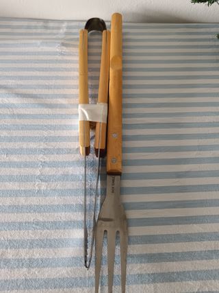 Set 2 pezzi utensili barbecue in acciao